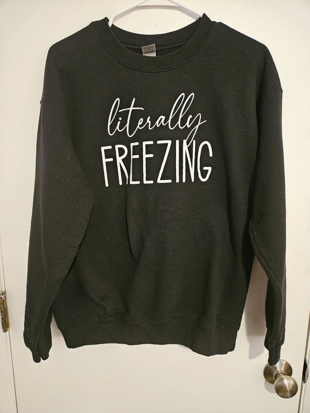 Gildan Black Graphic Crewneck Sweatshirt with White Script